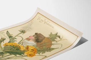 Vintage poster "To My Valentine" with child and dandelions