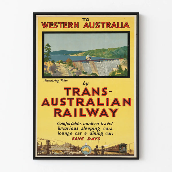 Vintage Poster of the Trans-Australian Railway towards Western Australia