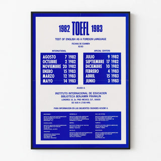 Vintage Poster TOEFL 1982-1983 - English Exam Calendar