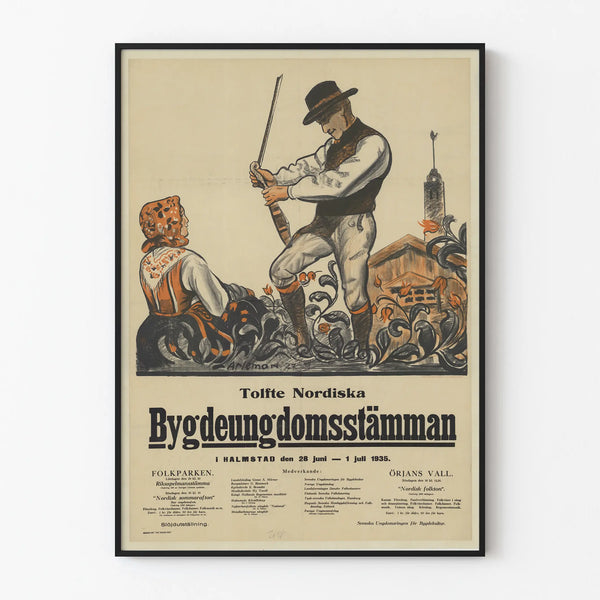 Vintage poster Tolfte Nordiska Bygdeungdomsstämman 1935 wall decoration
