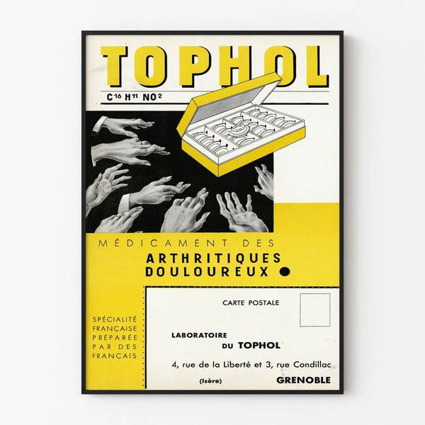 Vintage advertising poster TOPHOL medications for arthritic conditions