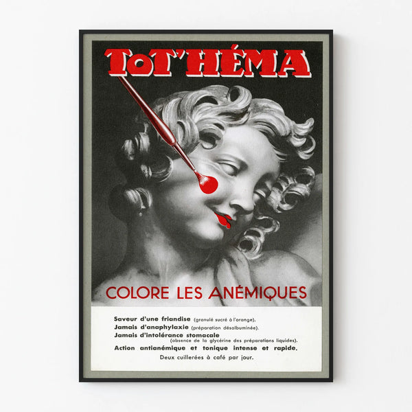 Vintage Tot'Héma Poster - Original Wall Decoration in Black and Red