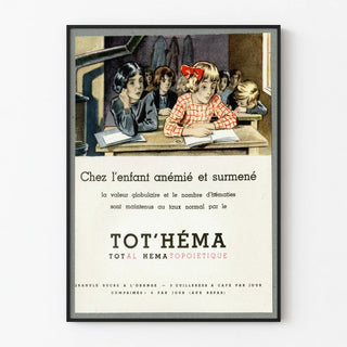 Vintage Tot'Héma poster for children with anemia and exhaustion