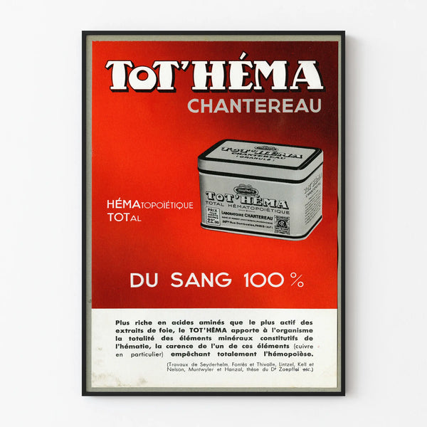 Vintage Tot'Héma Chanterau Advertising Poster for Wall Decoration