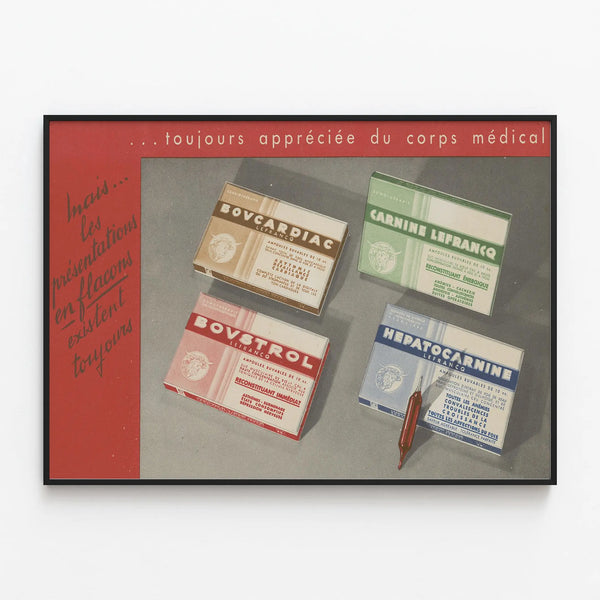 Vintage Medical Poster Lefranq - Retro Pharmacy Wall Decoration — framed artwork on a wall