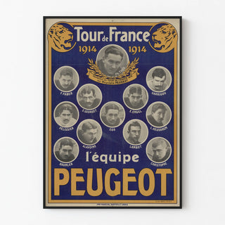 Vintage Poster of the 1914 Tour de France Peugeot Team