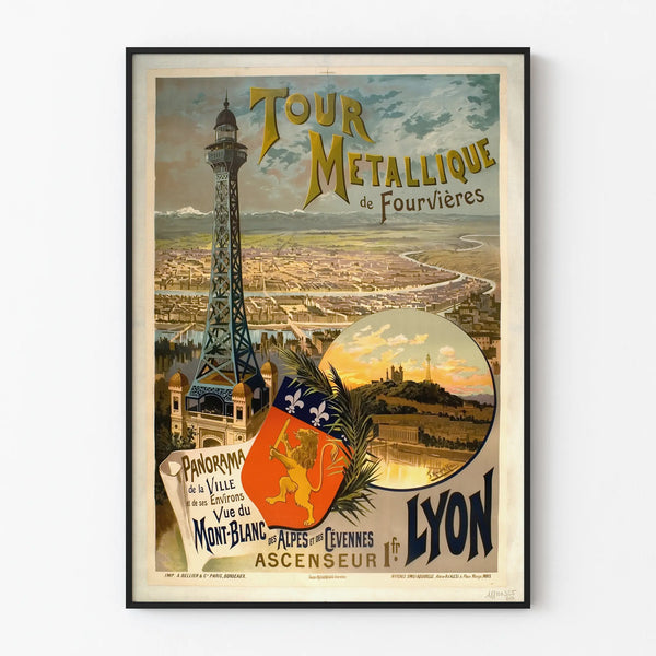 Vintage poster of the Fourvières Metal Tower in Lyon