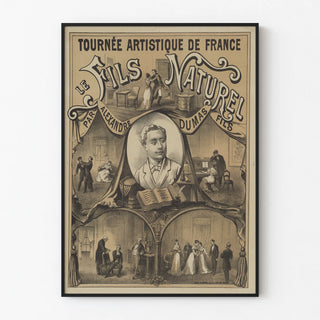Vintage Poster of the Artistic Tour The Natural Son by Alexandre Dumas fils
