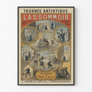 Vintage poster of L'Assommoir, artistic reproduction by Émile Zola