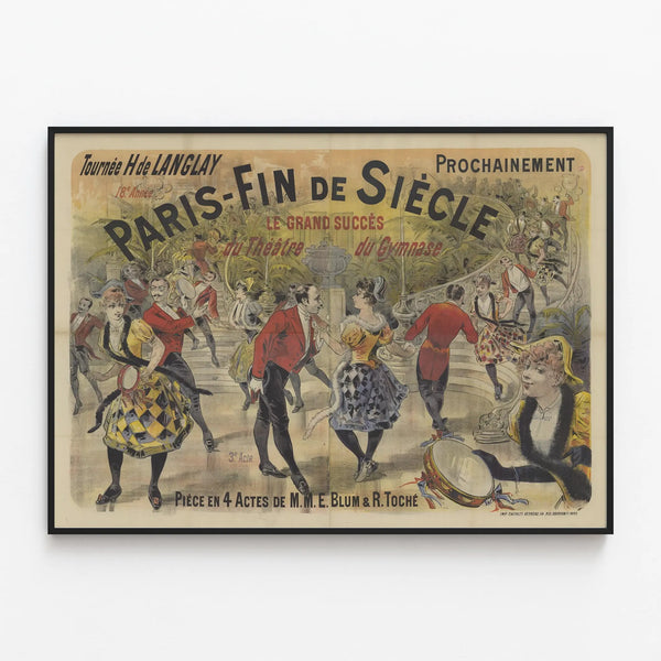 Vintage Paris Fin de Siècle Poster - Tour H. de Langlay — framed artwork on a wall
