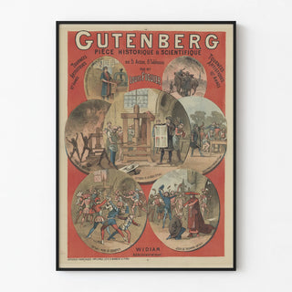 Historical Decorative Poster on Gutenberg - Artistic Tour Poster in 5 Acts
