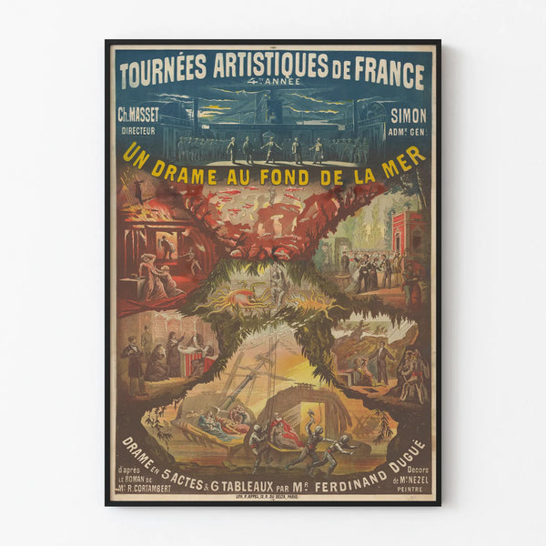 Vintage Poster A Drama at the Bottom of the Sea - Artistic Wall Decoration