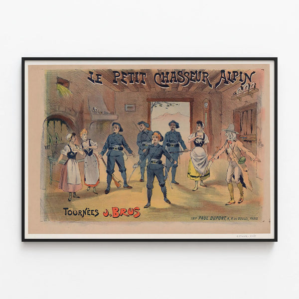 Vintage poster Le Petit Chasseur Alpin authentic wall decoration — framed artwork on a wall