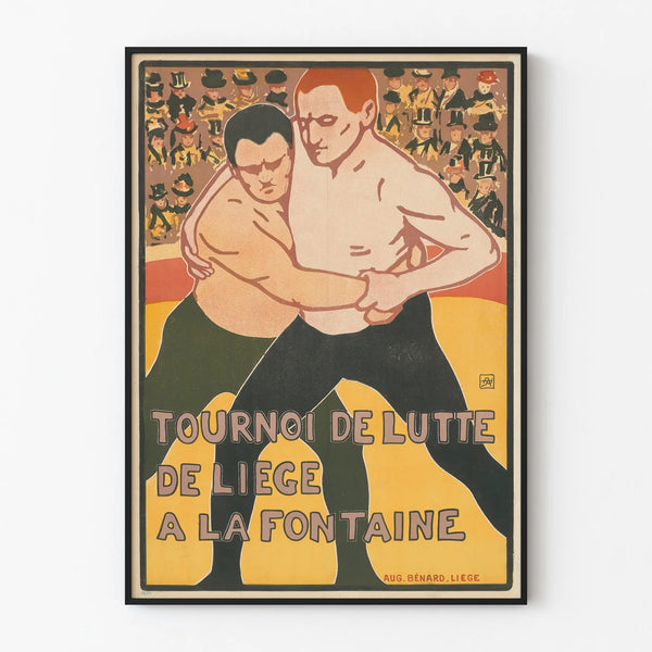 Vintage Poster of the Liège Wrestling Tournament at La Fontaine