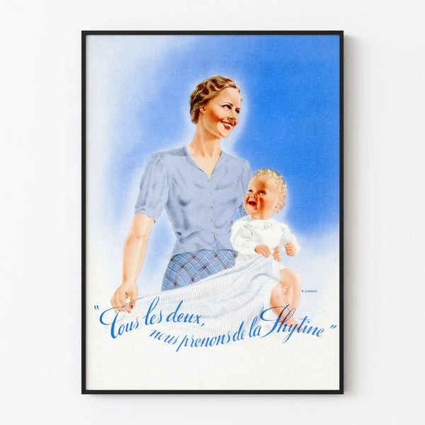 Vintage Poster Mother and Child Phytine - Retro Wall Decoration