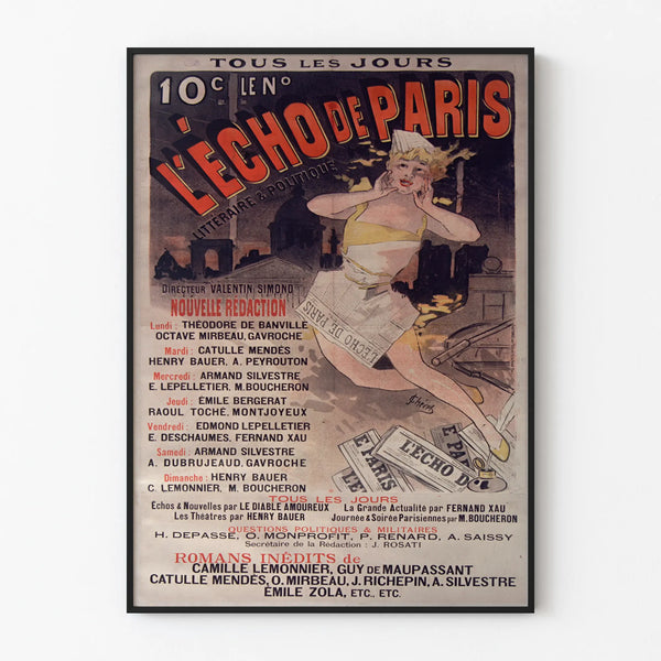 Vintage poster L'Écho de Paris - Literary and political wall decoration