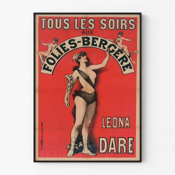 Vintage Poster Folies Bergère Leona Dare for Wall Decoration