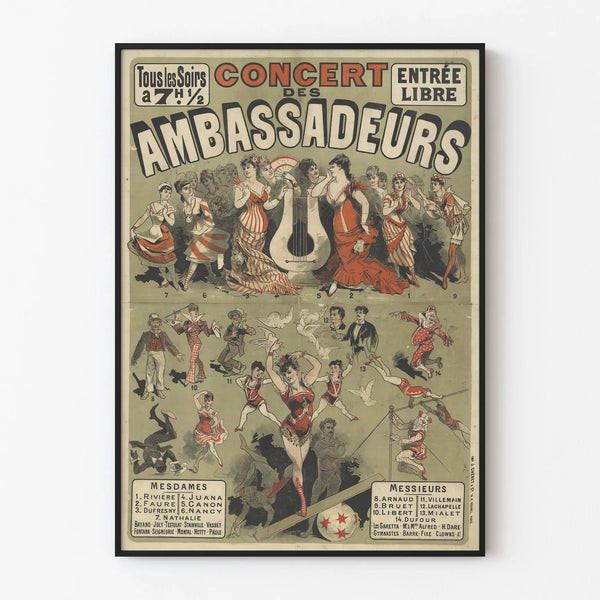 Vintage Poster of the Ambassadors' Concert - Retro Wall Decoration