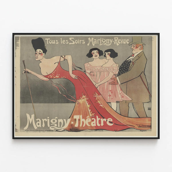 Marigny Poster - Every Evening Review - Vintage Theater — framed artwork on a wall