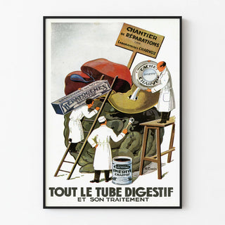 Vintage medical poster « All the digestive tract and its treatment »