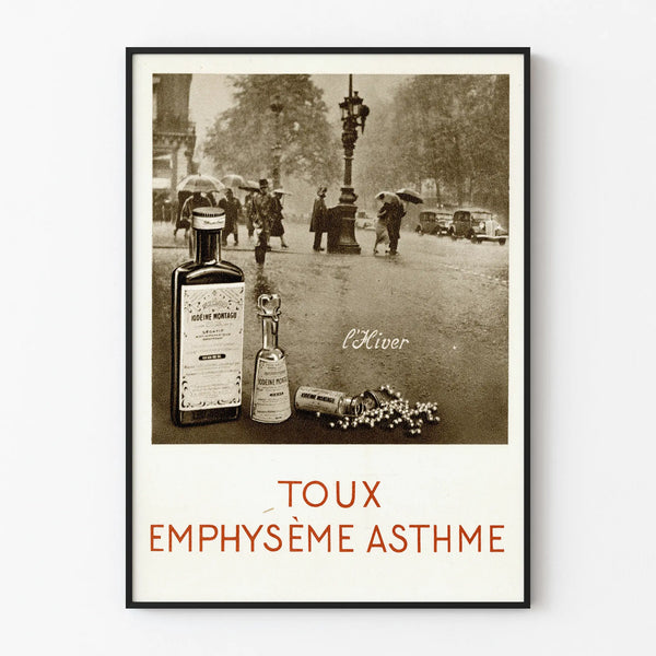 Vintage Poster Cough Emphysema Asthma - Retro Medical Wall Decoration