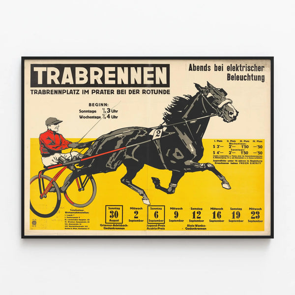 Vintage Poster of Harness Racing at Trabrenn-Platz Prater