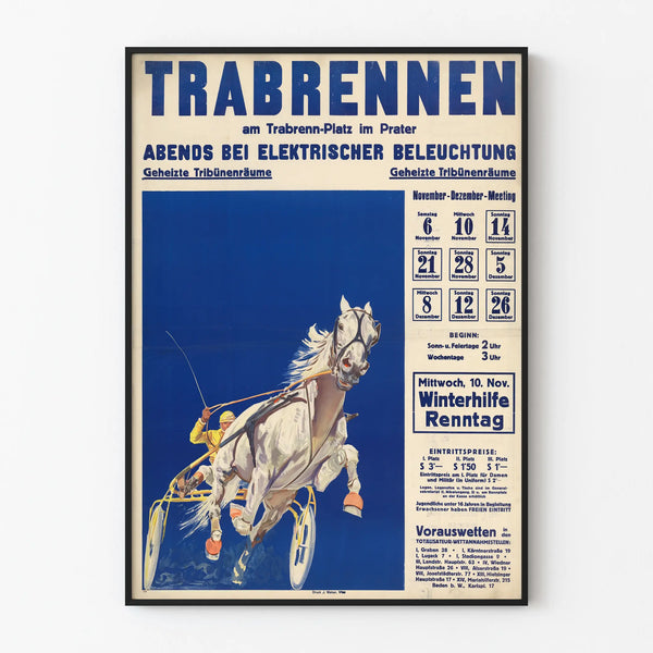 Vintage Poster of Harness Racing at Trabrennplatz - Equestrian Wall Decoration