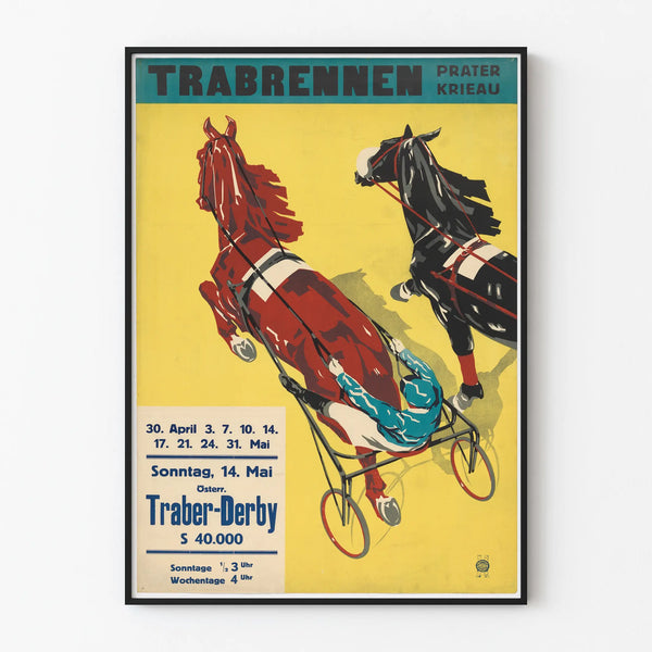 Vintage Poster of the Trotting Race at the Prater - Equestrian Wall Decoration