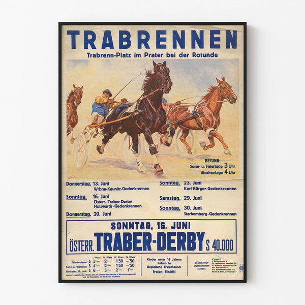 Vintage Poster of the Trotting Race at Trabrenn-Platz in Prater