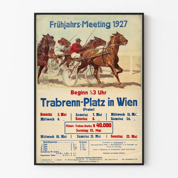 Vintage poster of the Prater trotting race 1927 - Equestrian wall decoration