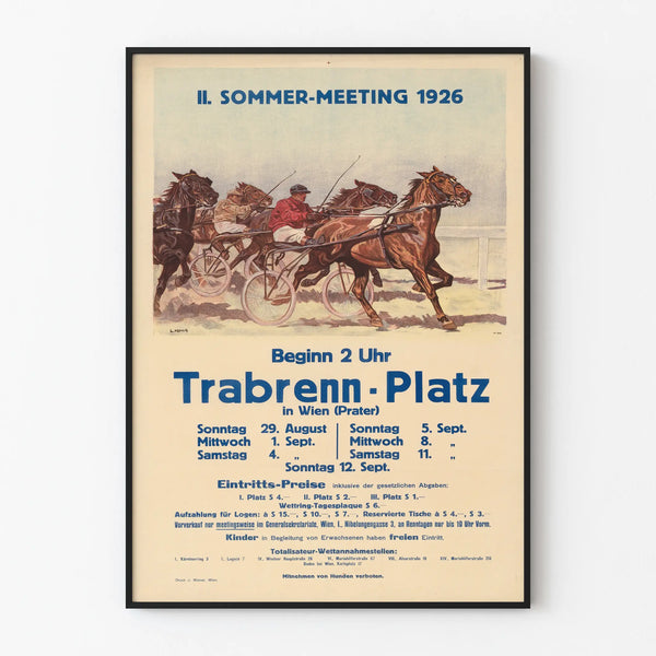 Vintage Poster of the 1926 Trotting Race at Prater Vienna