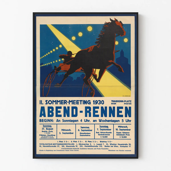 Vintage poster of trotting races at Prater 1930
