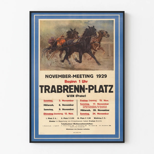 Vintage poster of the trotting race Trabrenn-Platz 1929