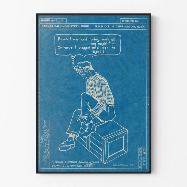 Vintage Blue Poster War Production Drive