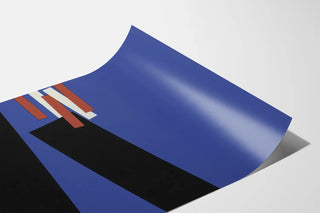 Abstract Poster Geometric Artwork in Blue and Black
