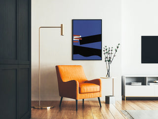 Abstract Poster Geometric Artwork in Blue and Black