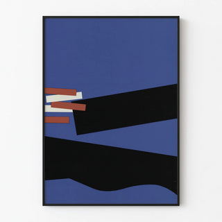 Abstract Poster Geometric Artwork in Blue and Black