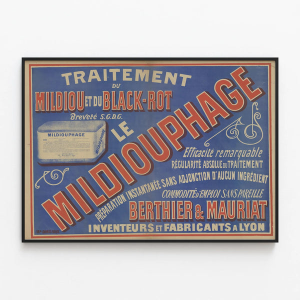 Vintage Poster for Downy Mildew and Black Rot Treatment - Retro Wall Decoration Artem Legrand — framed artwork on a wall