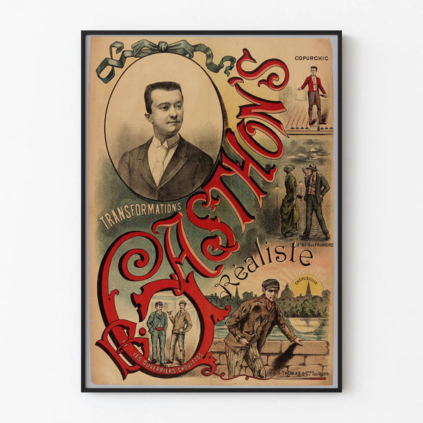 Vintage poster of transformations in Gaston’s realistic style