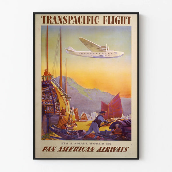 Vintage Poster of Transpacific Flight by Pan American Airways