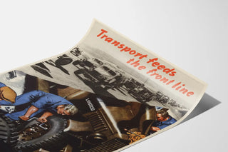 Vintage poster of military transport and truck maintenance