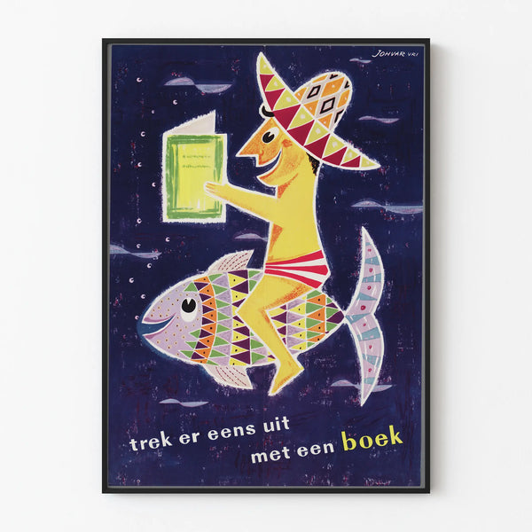 Vintage Decorative Poster of Reading and Escape