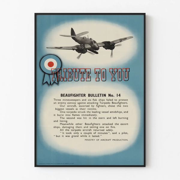 Vintage Beaufighter Poster Bulletin No. 14 - Military Aviation Wall Decoration