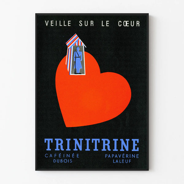 Vintage poster Trinitrine watches over the heart - retro wall decoration