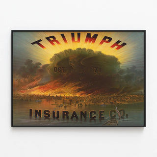 Vintage Poster Triumph Insurance Co. Fire October 1871 — framed artwork on a wall