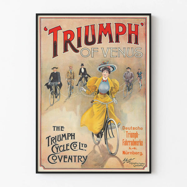 Vintage poster Triumph of Venus for wall decoration of antique bicycle