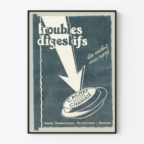 Vintage poster of digestive troubles - Charvoz seal vintage wall decoration