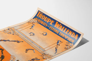 Vintage poster of Wallenda troupe acrobats and flying trampoline