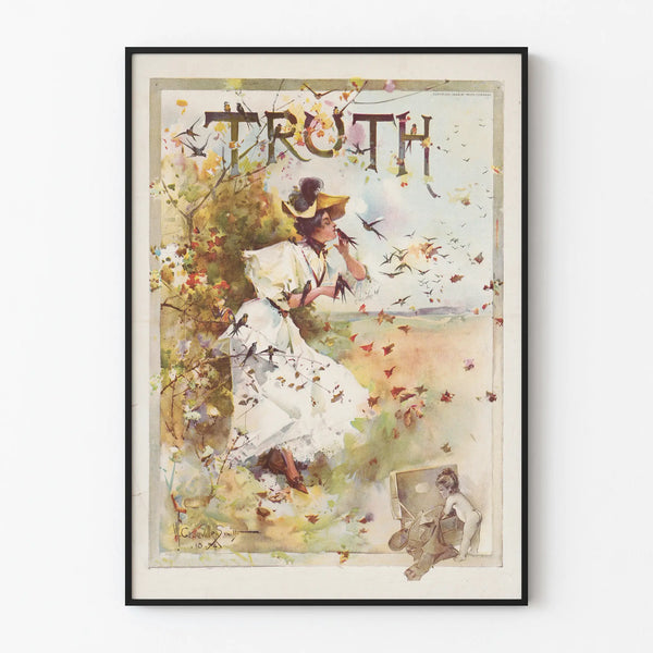 Vintage decorative poster "Truth" feminine and nature