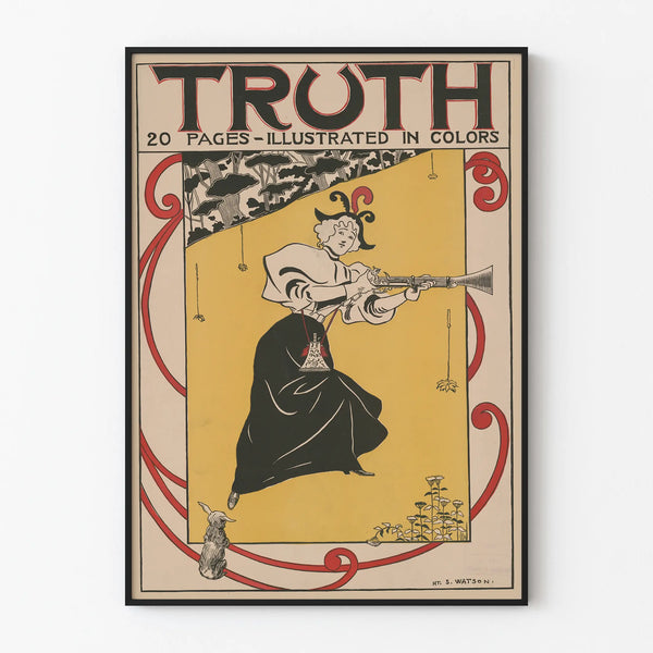 Vintage Truth Poster - Art Deco Illustration of Woman with Rifle